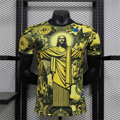 Haut d'entraînement de Football d'été, édition spéciale brésilienne, maillot de Football jésus noir gris, T-shirts d'extérieur à séchage rapide pour hommes et femmes