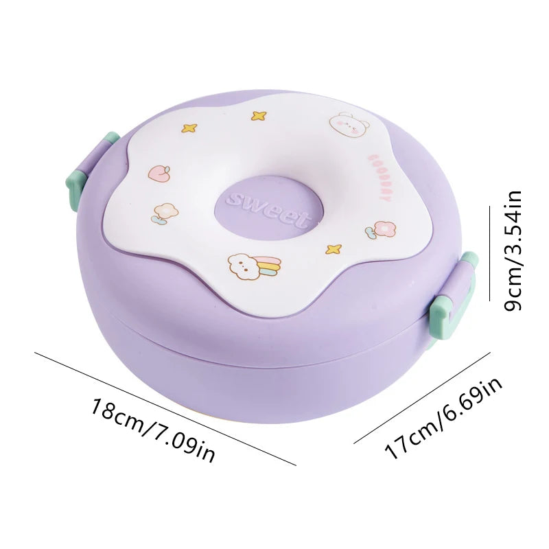 Boîte à lunch pour écolier, boîte à snack, boîte à bento étanche de dessin animé, sacs à lunch avec fourchette, cuillère, micro-ondable à 3 compartiments