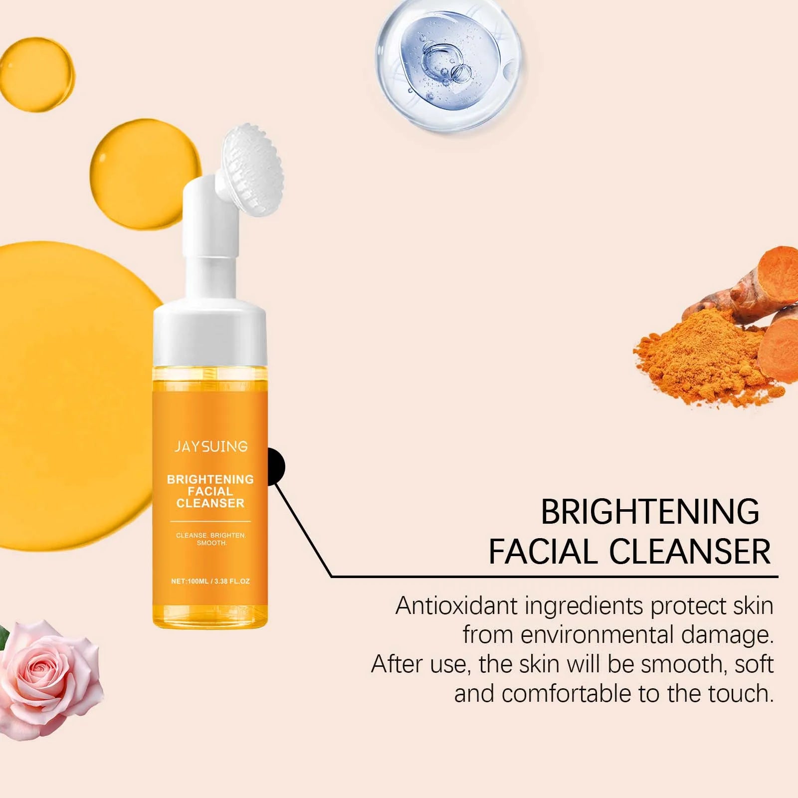 Jaysuing nettoyant au curcuma nettoyage en profondeur éclaircit la peau hydratant Anti-rides nourrissant en profondeur doux hydratant soins de la peau
