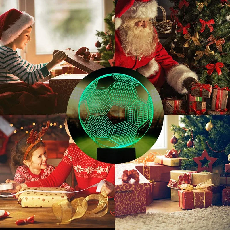 Veilleuse de Football pour enfants avec télécommande, 7 couleurs changeantes, cadeau d'anniversaire, de noël, de saint-valentin, Fan de Sport pour garçons et filles