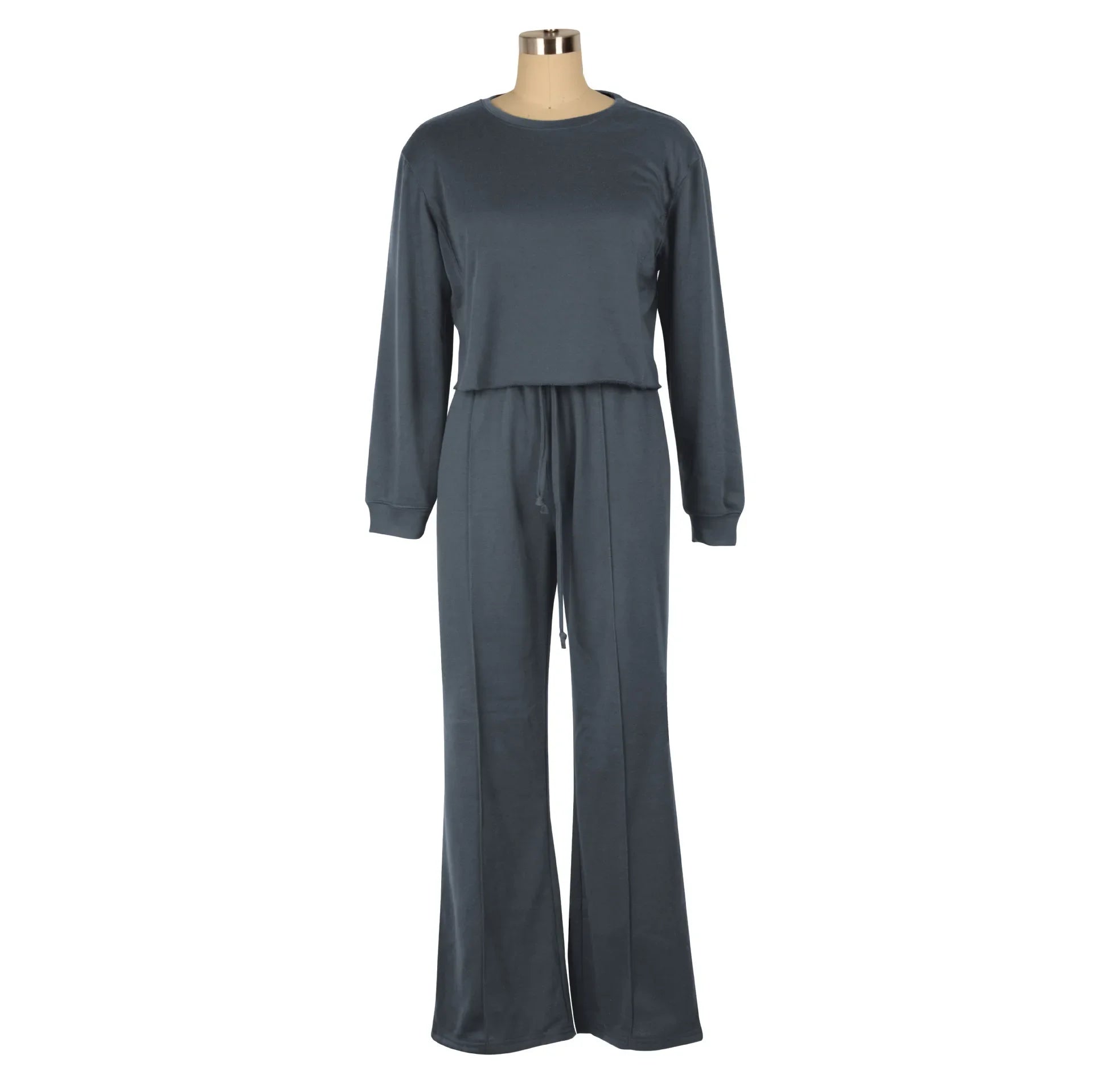 Ensemble de vêtements pour femmes, pull + pantalon, 2 pièces, costumes d'hiver épais et chauds, couleur unie, survêtement décontracté