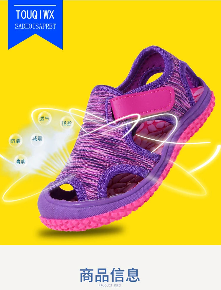 Sandales pour enfants pour garçons et filles, sandales de sport d'été à embout, chaussures de plage