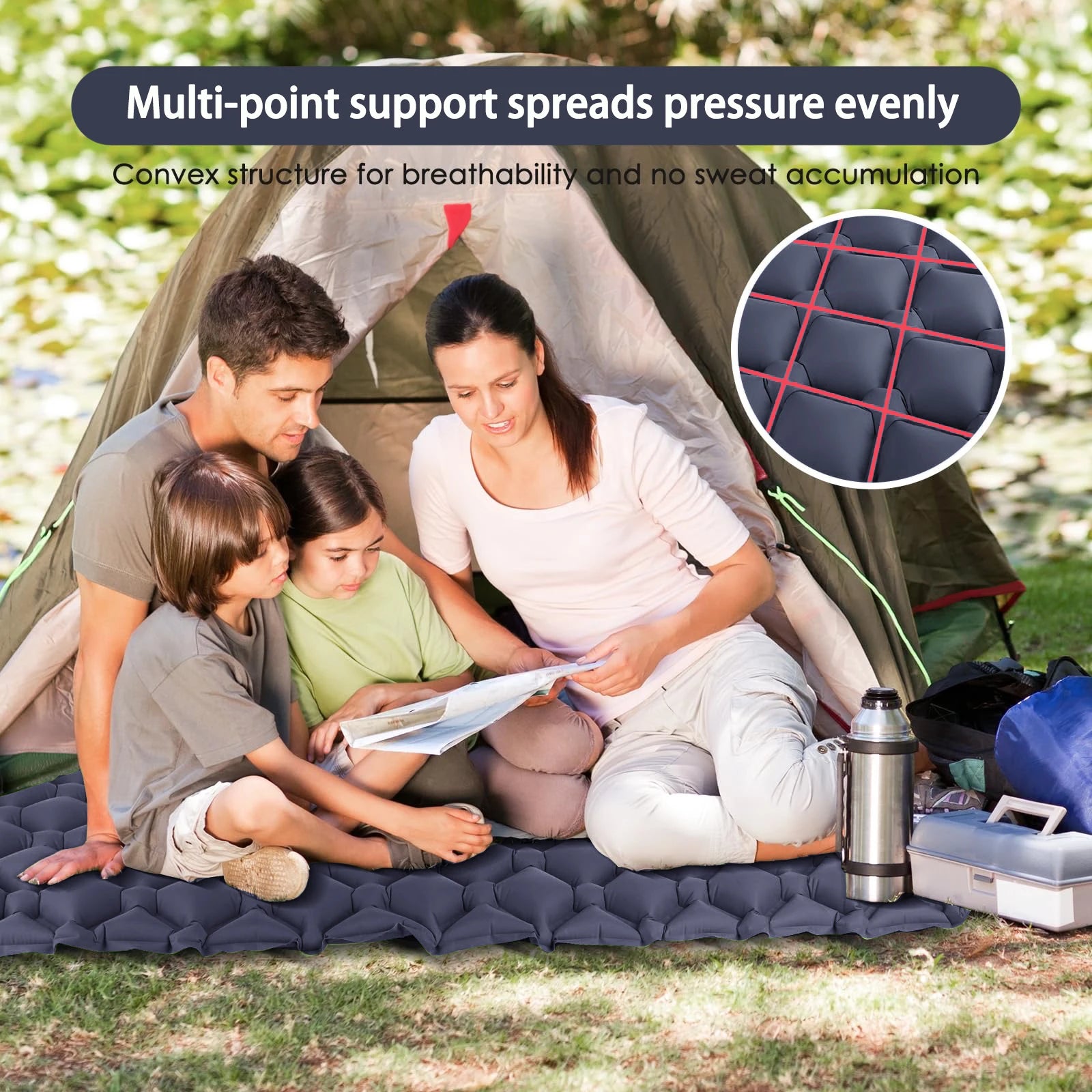 Nouveau matelas gonflable simple - Connectable, léger et portable pour le camping, les voyages, l'usage domestique - Expédition rapide!