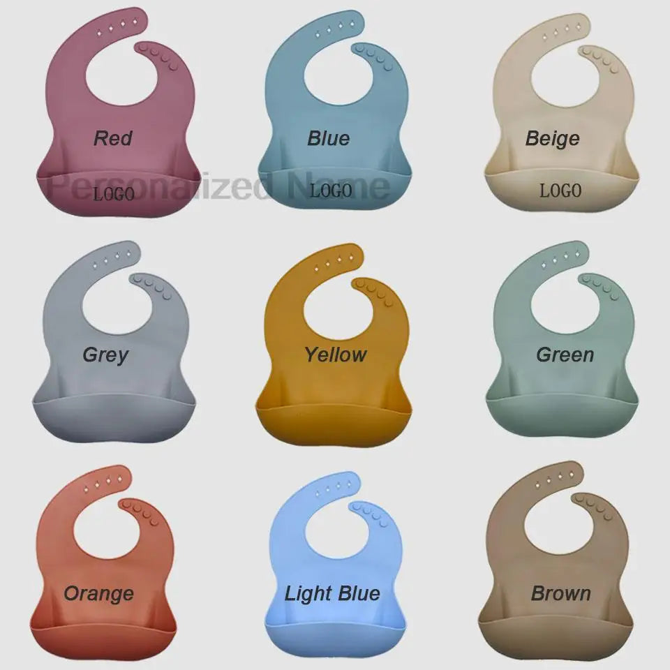 Bavoir en Silicone pour bébé et enfant en bas âge, imperméable, souple, avec poche de chargement, pour garçons et filles, Logo personnalisé gratuit