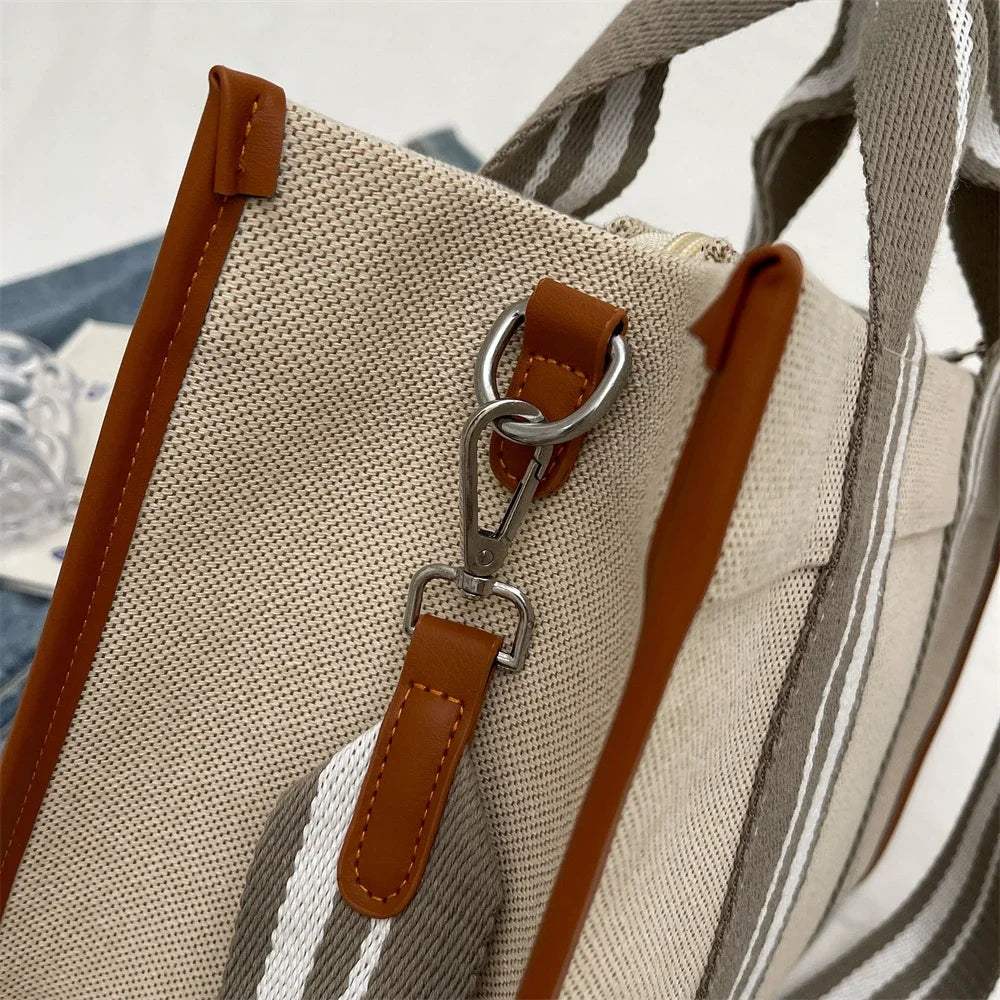 sac de luxe femme sac a mains femme sac bandouillère femme Sacs à main en tissu de lin pour femmes, sac à bandoulière rayé de grande capacité, sac fourre-tout de shopping, dernier document uni, lancé, qualité, 2024