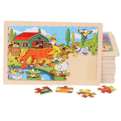 Nouveau 24 pièces Puzzles en bois enfants dessin animé Animal bois Puzzle jouets d'apprentissage éducatif précoce pour enfants cadeau