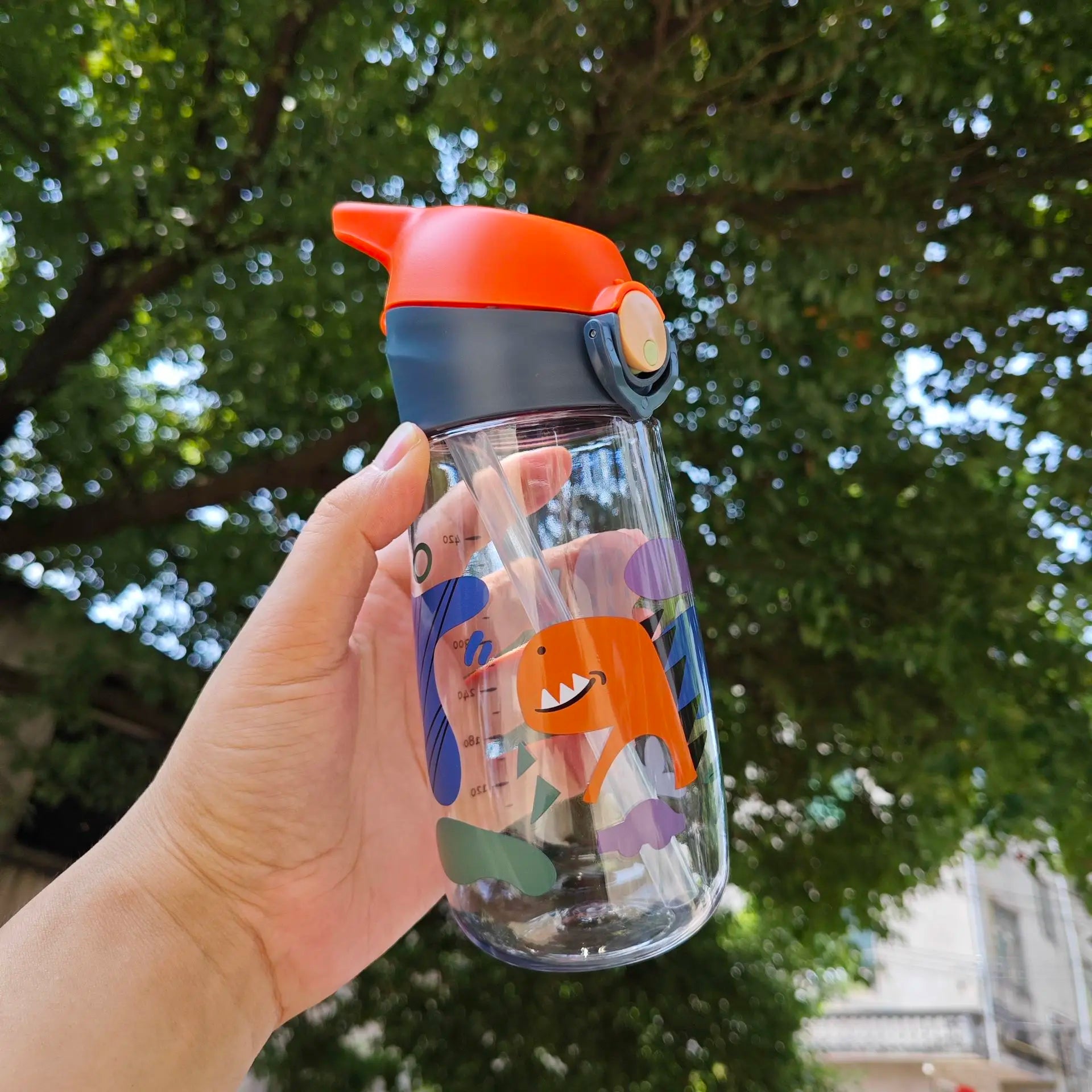 Bouilloire à boire en plastique pour enfants, tasse d'école Portable, bouteille d'eau pour enfants avec paille saine et sans BPA, 450ML