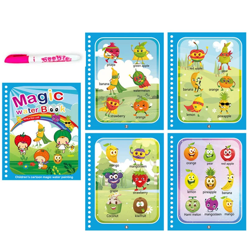 Jouets d'éducation précoce pour enfants, livre magique avec stylo, dessin à l'eau, jouets Montessori, livre de coloriage réutilisable, livre de dessin magique