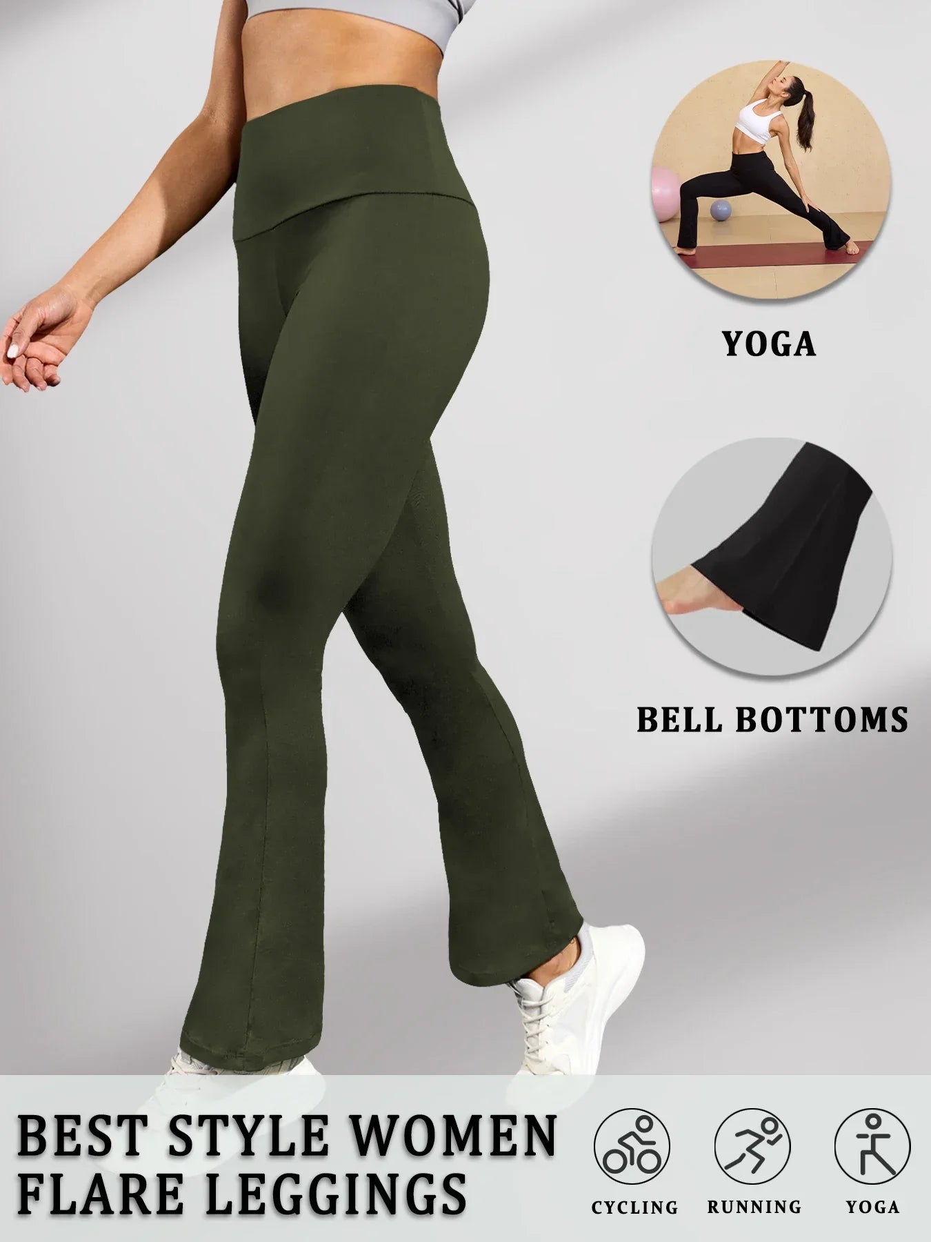 Pantalon évasé Super doux pour femmes, taille haute, contrôle du ventre, Leggings de Yoga, bas de cloche