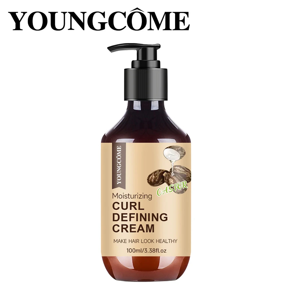Crème bouclée à l'huile de ricin pour hommes, 100ML, avec romarin et menthe poivrée pour contrôler le bouclage
