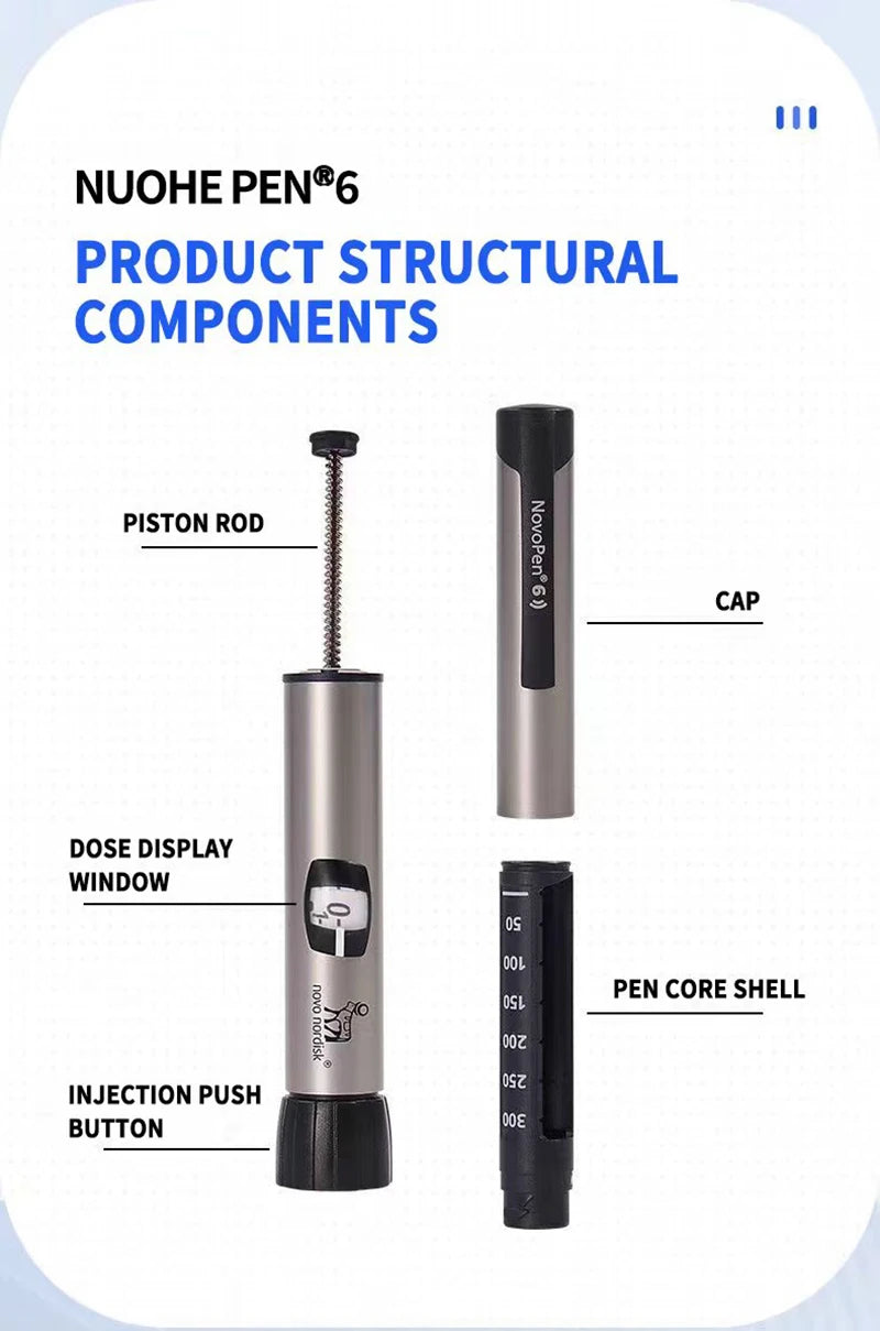 Novo Pen 6 Nordisk stylo d'injection d'insuline transportable Injection domestique 3ml compteur de glycémie diabète surveillance de la glycémie
