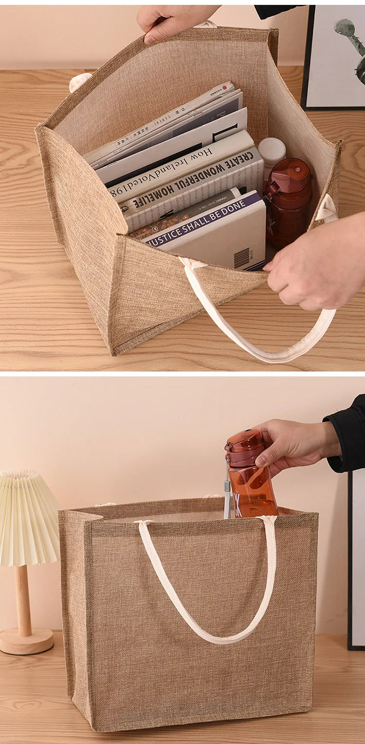 Sac à main en jute de coton peint à la main, sac en chanvre, sac en lin, sac à provisions, sac recouvert de film, sac à main imperméable