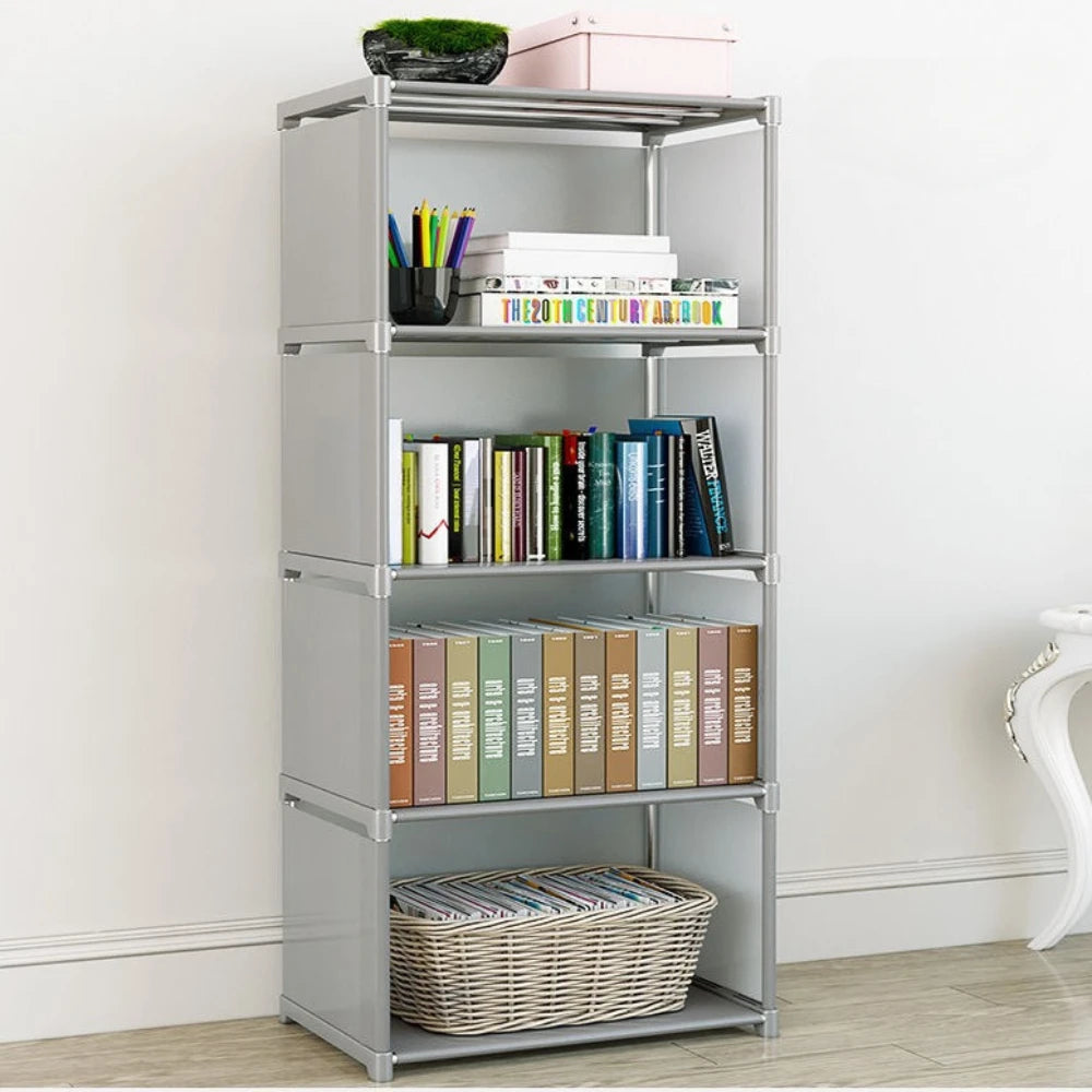 Simple storage shelf, multi-layered clutter storage shelf, bookcase organizer, easy assembly for bedroom or bookcase