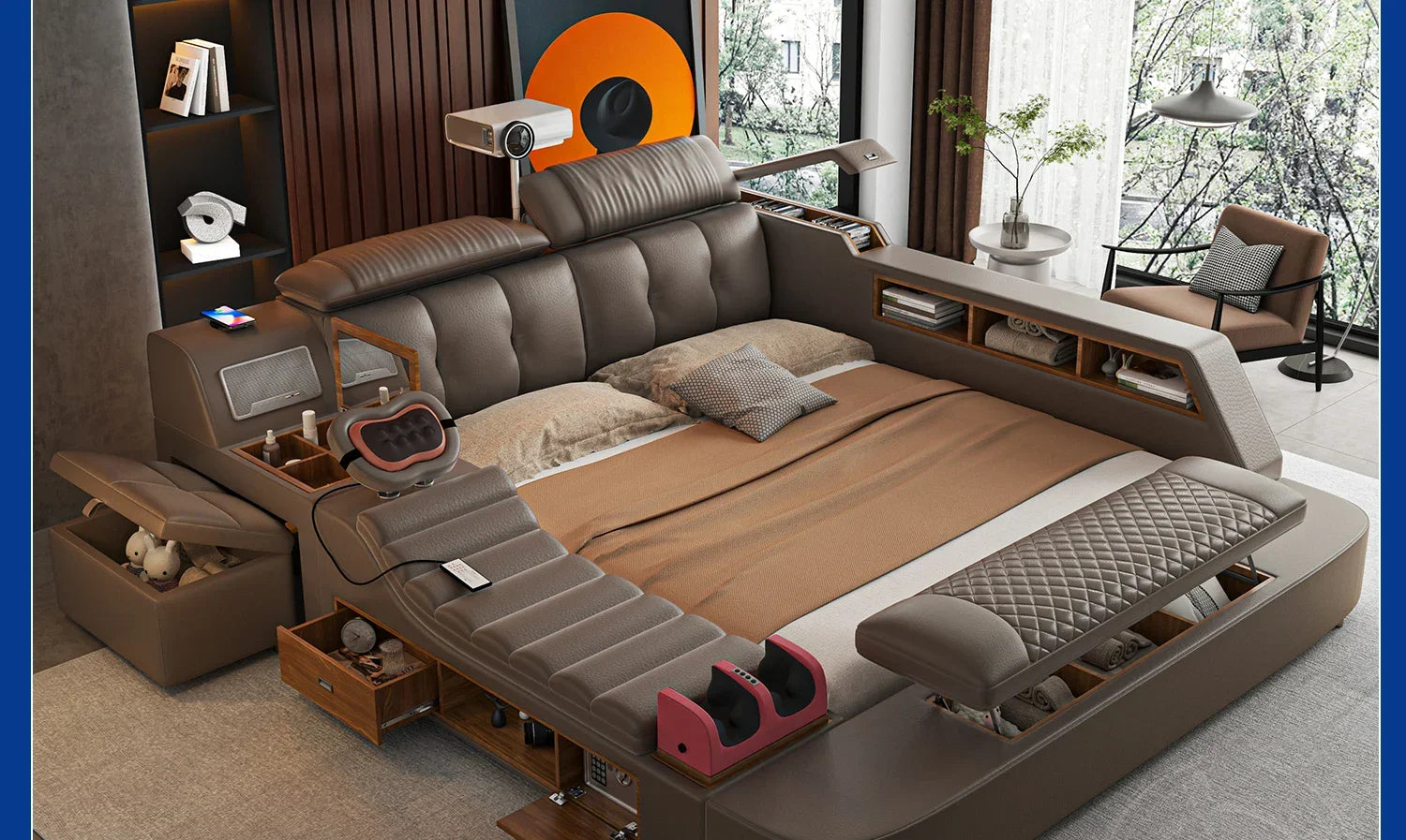 Lit Double moderne filles Design chambre intelligente reine King Size lit beauté dormir princesse cuir Cama salon Suite meubles