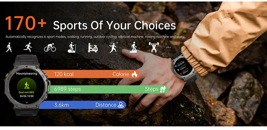 Montre intelligente pour t-rex 3 GPS Smartwatch AMOLED écran tactile 5ATM boussole extérieure moniteur de Sport de Fitness intelligent montre pour hommes pourXiaomi