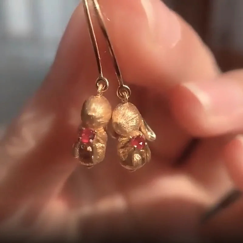 Ensemble de bijoux lapin mignon, boucles d'oreilles artisanales en or ancien mat pour femmes, bague, collier, cadeaux pour petite amie, nouveauté