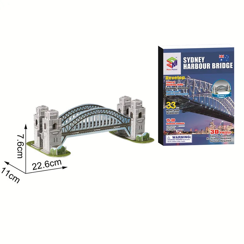 Jouets éducatifs Puzzles 3D jouets enfants développement intellectuel mondes Construction de bâtiments célèbres Puzzles 3D jouet
