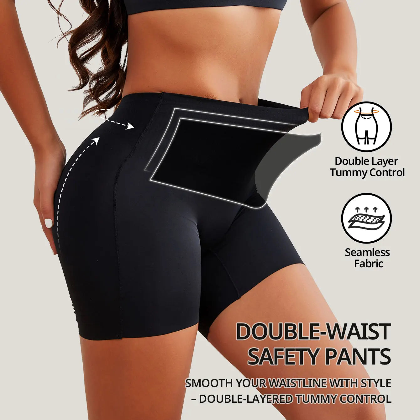 Flarixa – short sans couture pour femmes, pantalon de sécurité Double taille, taille haute, grande taille, Boxer en soie glacée, jupe Anti-Friction