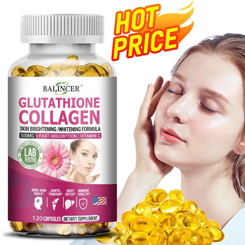 Collagène de glutathion - Blanchiment et éclaircissant, soutient la santé de la peau, des cheveux et des ongles, favorise la désintoxication et la santé immunitaire