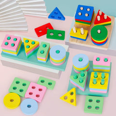 Puzzle Montessori pour enfants de 1 à 3 ans jouets en bois blocs de construction apprentissage document forme match