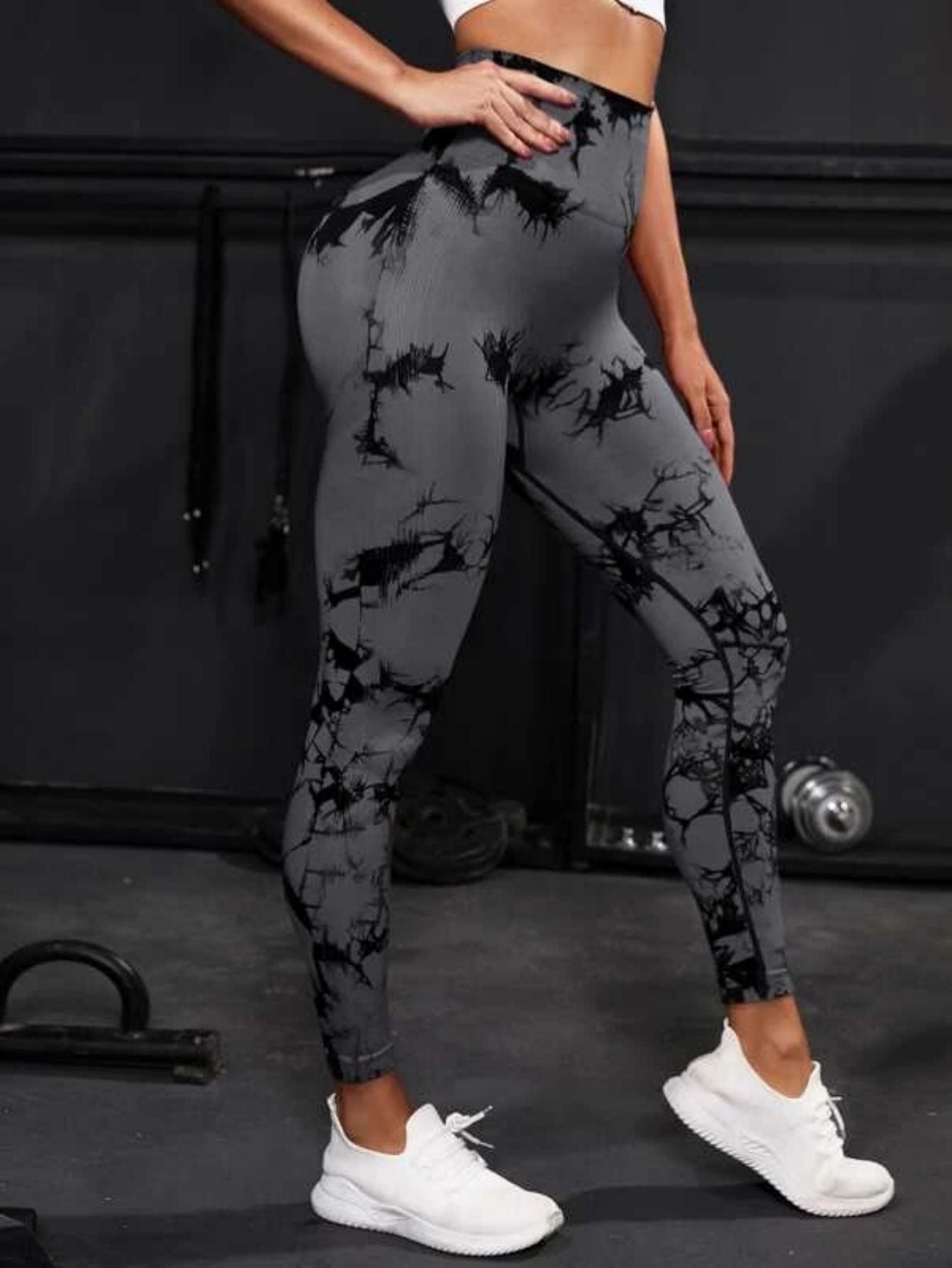 Leggings taille haute sans couture pour femmes, teinture par nouage, Fitness, sport, course à pied, pantalons de Yoga, levage des hanches, collants tricotés élastiques