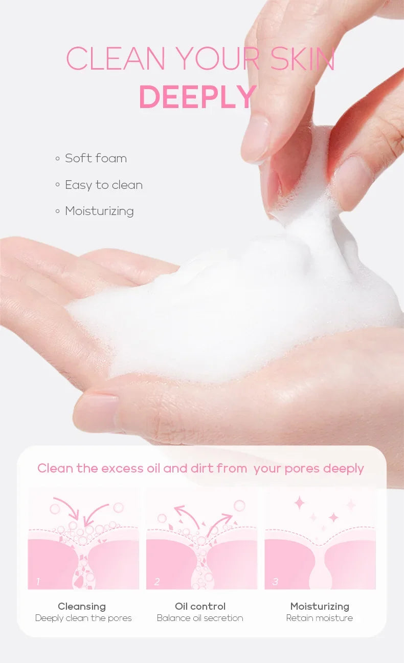 Nettoyant pour le visage à la vitamine C, nettoyage en profondeur, hydratant, élimination des points noirs, soins de la peau, mousse de lavage du visage, soins pour la peau