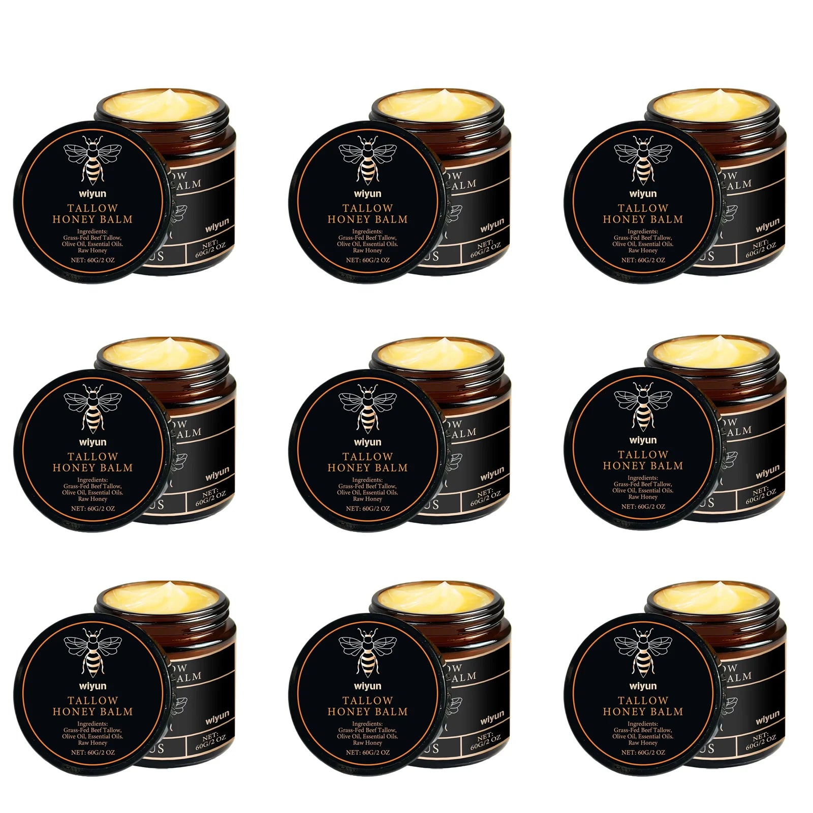 Baume de Tallow de boeuf alimenté en herbe biologique, miel cru, hydratant, doux, améliore l'élasticité, crème hydratante lisse longue durée, soins pour la peau