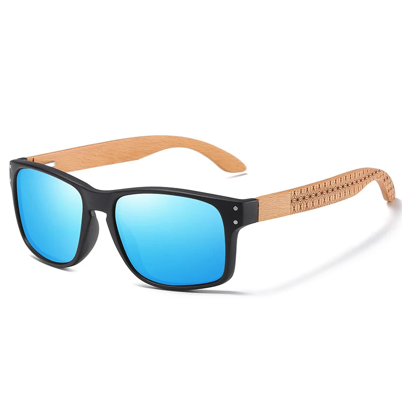 XSW-Lunettes de soleil polarisées faites à la main en bois de hêtre pour hommes, lunettes de soleil de conduite en plein air, charnière renforcée, design de marque, 5527