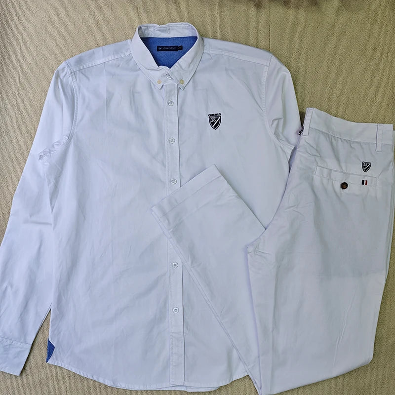 Cremieux quatre saisons survêtement Chemise pour Homme hommes chemise réglage deux pièces pantalons complets mode décontracté 100% coton Del France