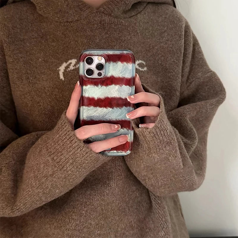 Coque vortex perforée, coque de téléphone rayée personnalisée avec chaîne pour iPhone 11 12 13 14 15 16 pro max