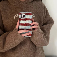 Coque vortex perforée, coque de téléphone rayée personnalisée avec chaîne pour iPhone 11 12 13 14 15 16 pro max