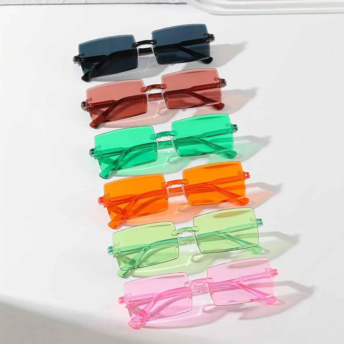 Lunettes de soleil rectangulaires pour femmes et hommes, 6 pièces, mignonnes, couleur bonbon, nuances décoratives, UV400