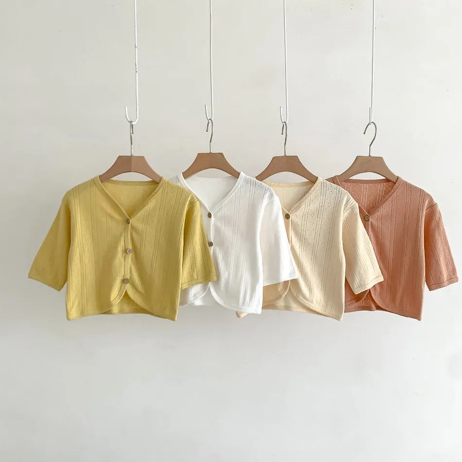 Veste d'été légère à manches longues pour enfants, vêtements pour tout-petits, cardigan solide pour documents, vêtements décontractés coréens pour bébés garçons et filles
