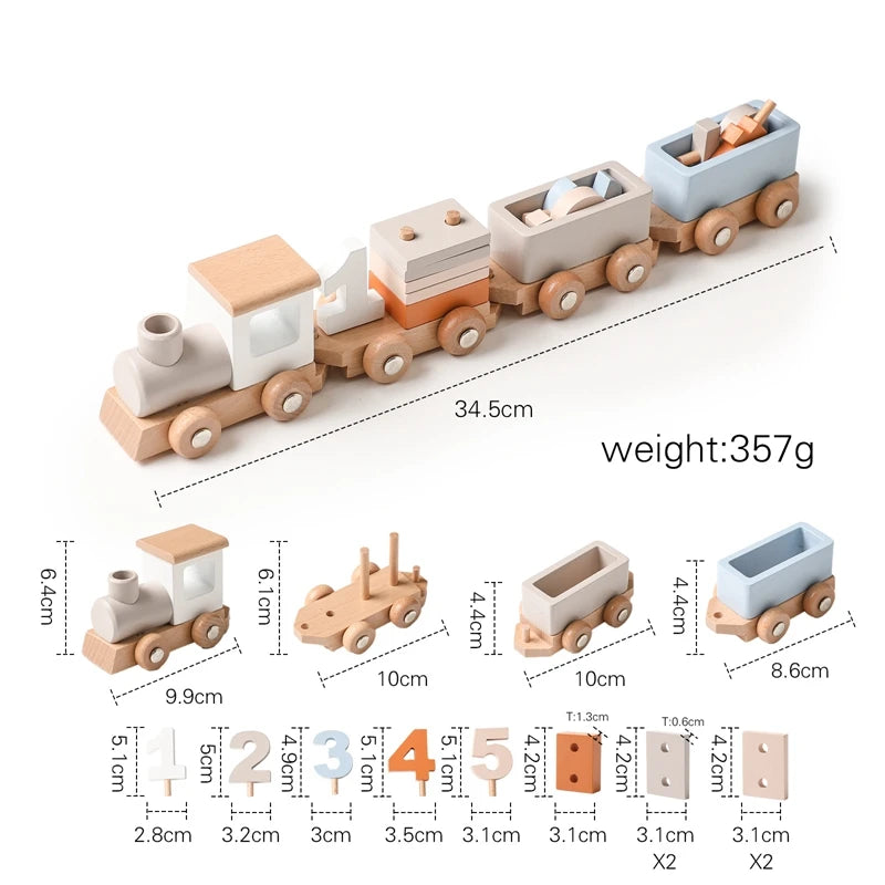 Jouets Montessori Train en bois jouet d'anniversaire bébé jouets éducatifs chariot en bois bébé jouets d'apprentissage nombre de bois bébé jouets cadeaux