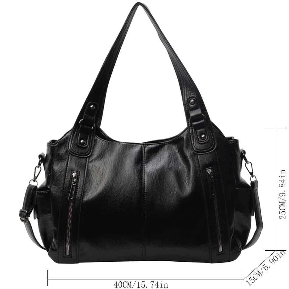 Sac à Main de Grande Capacité en Cuir Souple Hobos pour Femme, Grand Fourre-Tout de Style, Sacoche de Shopping