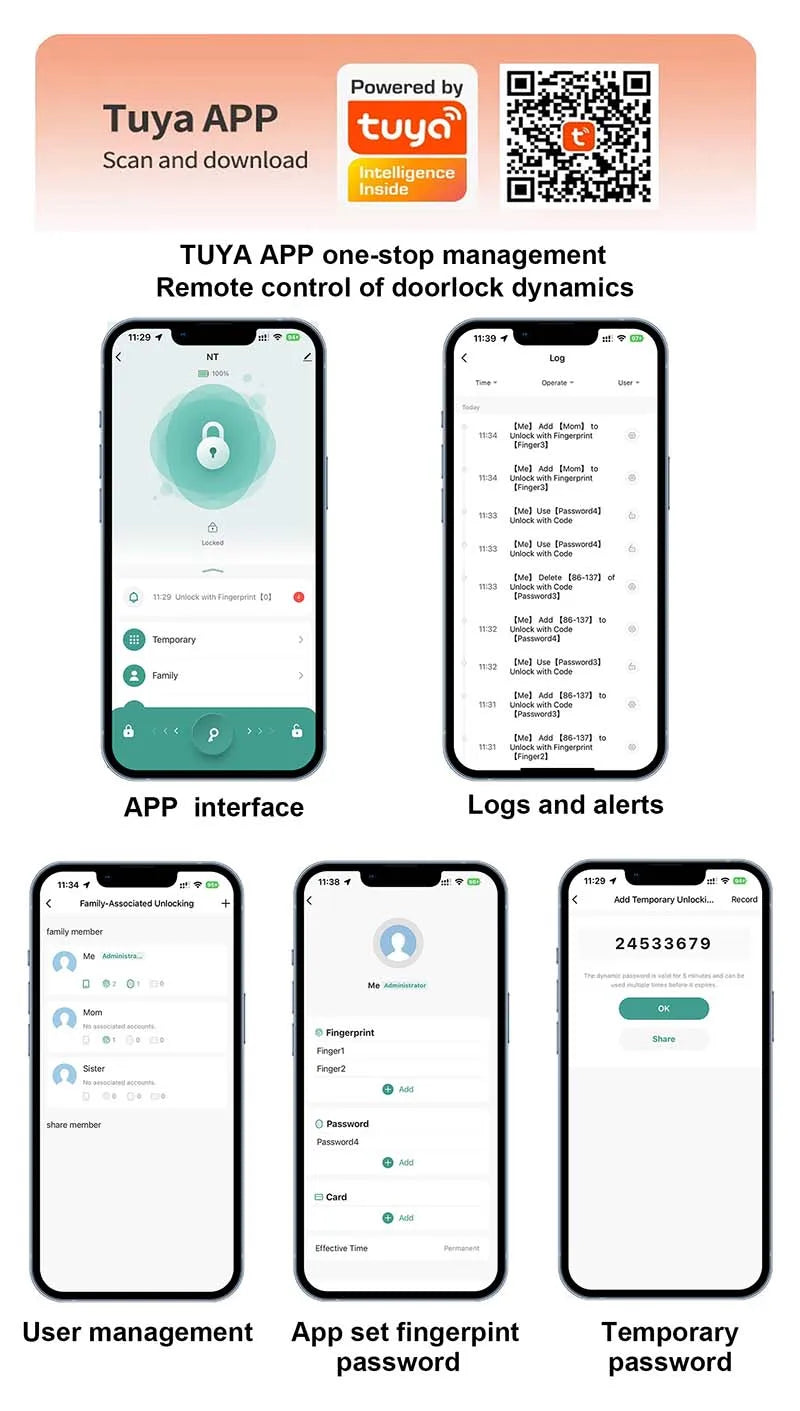 Tuya – serrure de porte intelligente étanche, empreinte digitale, télécommande de jardin extérieur, carte APP, Code numérique, serrure électronique à Double jante ﻿ ﻿