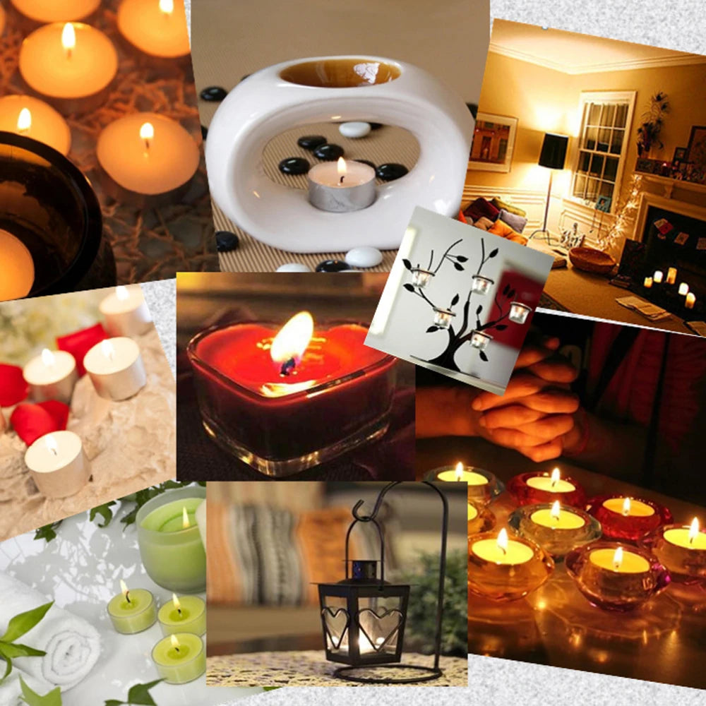 Bougies chauffe-plat en cire de paraffine naturelle, 50 pièces, bougies votives non parfumées sans fumée pour fête de mariage, noël, nouvel an