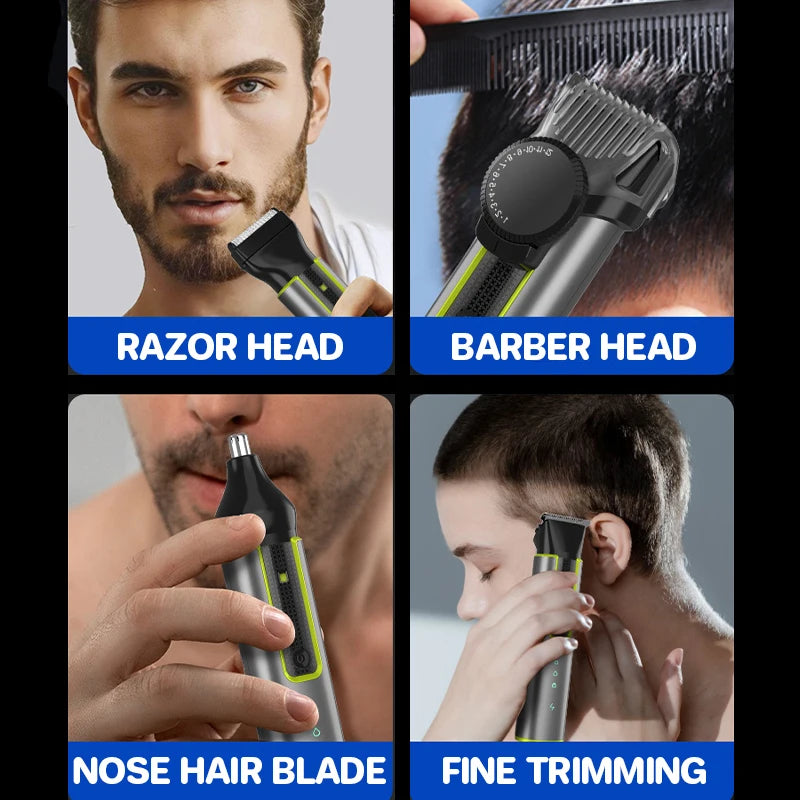 Tondeuse à barbe électrique sans fil pour hommes, tondeuse à cheveux réglable, kit de barbiers professionnels étanches, tondeuses à moustache pour hommes