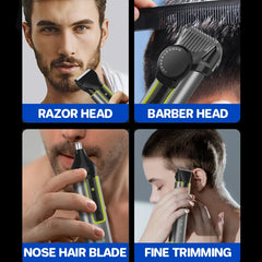 Tondeuse à barbe électrique sans fil pour hommes, tondeuse à cheveux réglable, kit de barbiers professionnels étanches, tondeuses à moustache pour hommes