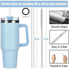 Paille de rechange réutilisable avec brosse pour livres, gobelet en plastique transparent, compatible avec Stan, 40 oz, 30 oz, 6 paquets