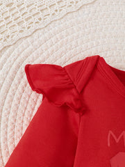 Ensemble de vêtements de Noël pour bébé : joli bas cloche imprimé père Noël et renne avec body à volants rouge et accessoires.