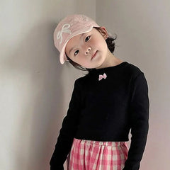 Visière de chapeau de baseball pour enfants mignons, casquette de soleil à nœud papillon imperméable, chapeau à queue de cheval haut pour petites filles, chapeau de plage d'été réglable de 2 à 5 ans