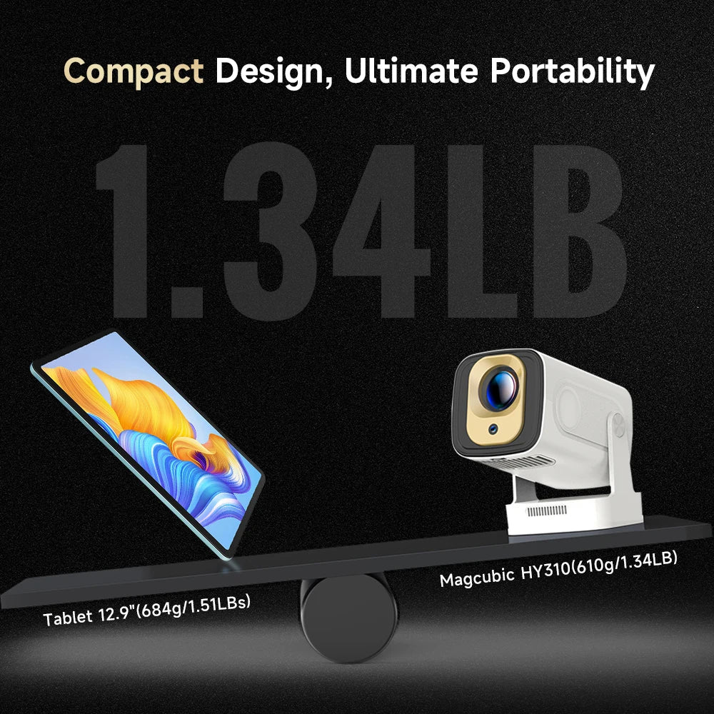 Magcubic HY310 projecteur à mise au point automatique 1080P natif 4K 330ANSI Android 11 WiFi6 BT5.4 Mini projecteur de film extérieur avec Air Mouse