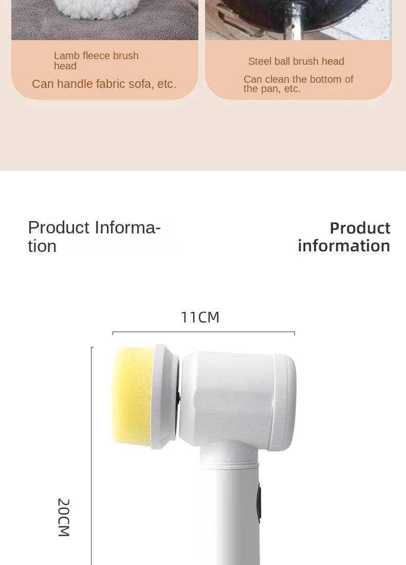 Brosse à livres électrique multifonctionnelle pour la cuisine, épurateur sans fil pour la vaisselle, les casseroles et les casseroles