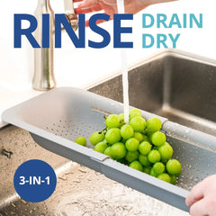 Passoire extensible pour évier, panier de lavage, égouttoir, vaisselle sèche, légumes, pâtes, ustensile de cuisine, outil essentiel pour la maison, gris