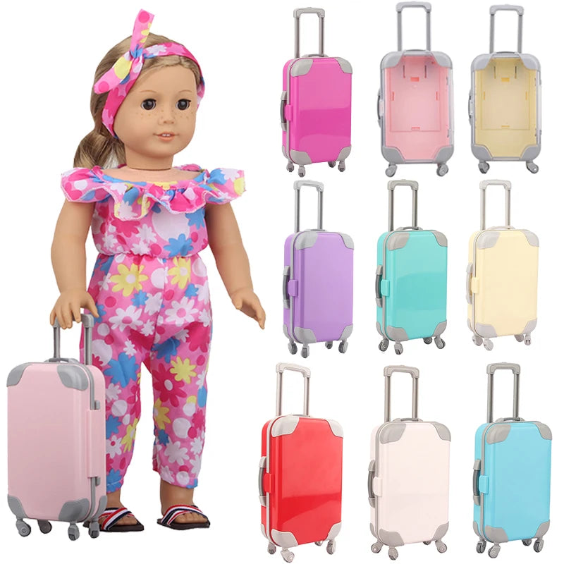 Accessoires de jouets, une variété de valises assorties aux couleurs, adaptées aux poupées américaines de 18 pouces et aux poupées nouveau-nés de 43cm