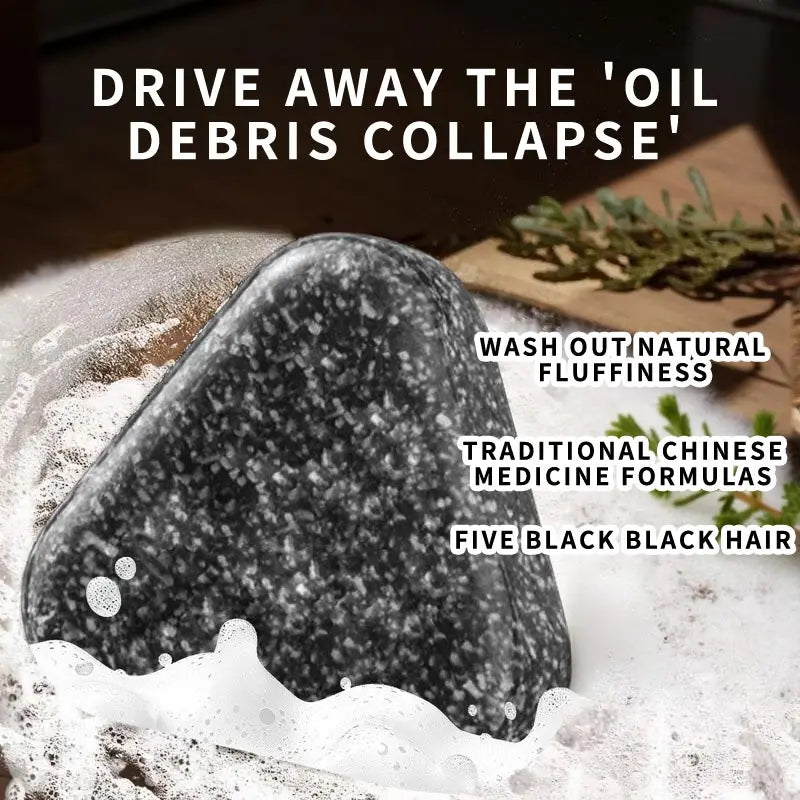Shampoing naturel pour cheveux noirs, barre faite à la main avec Ganoderma Polygonum Multiflorum, savon nourrissant et brillant pour la croissance des cheveux à base de plantes