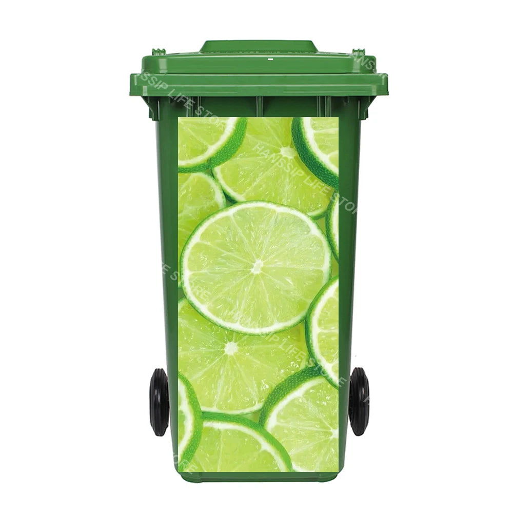 Autocollant imperméable en PVC pour poubelle d'extérieur, plantes tropicales, art mural, autocollants pour poubelle, pingouin et cuir chevelu