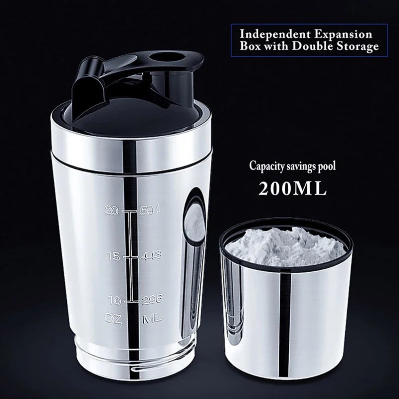 Tasse de secoueur de protéines en acier inoxydable, tasse de sport de Fitness Portable, Shakers de Nutrition, bouteilles d'eau, tasse d'eau, Shakers portables