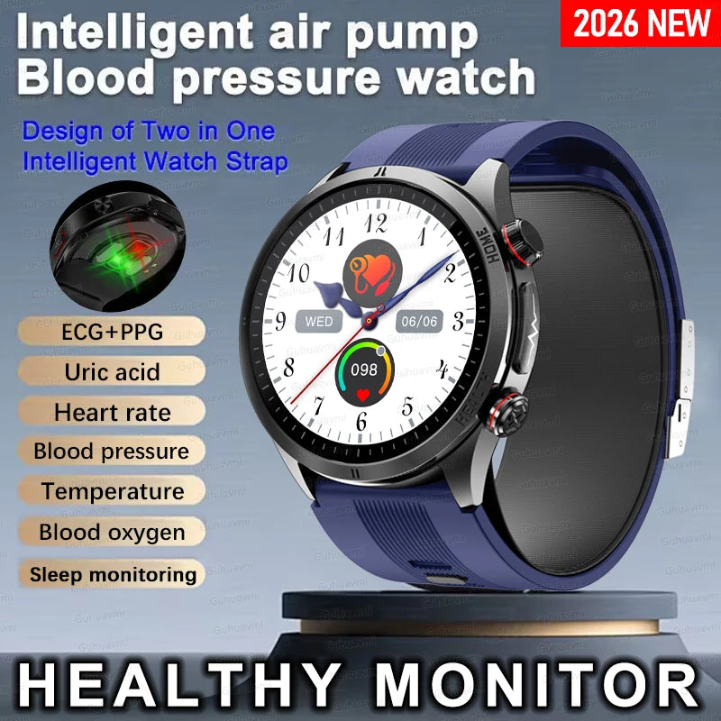 2025 santé montre intelligente NFC ECG pompe à Air pression artérielle oxygène sanguin ECG + PPG Bluetooth appel NFC montre intelligente pour hommes femmes Airbag